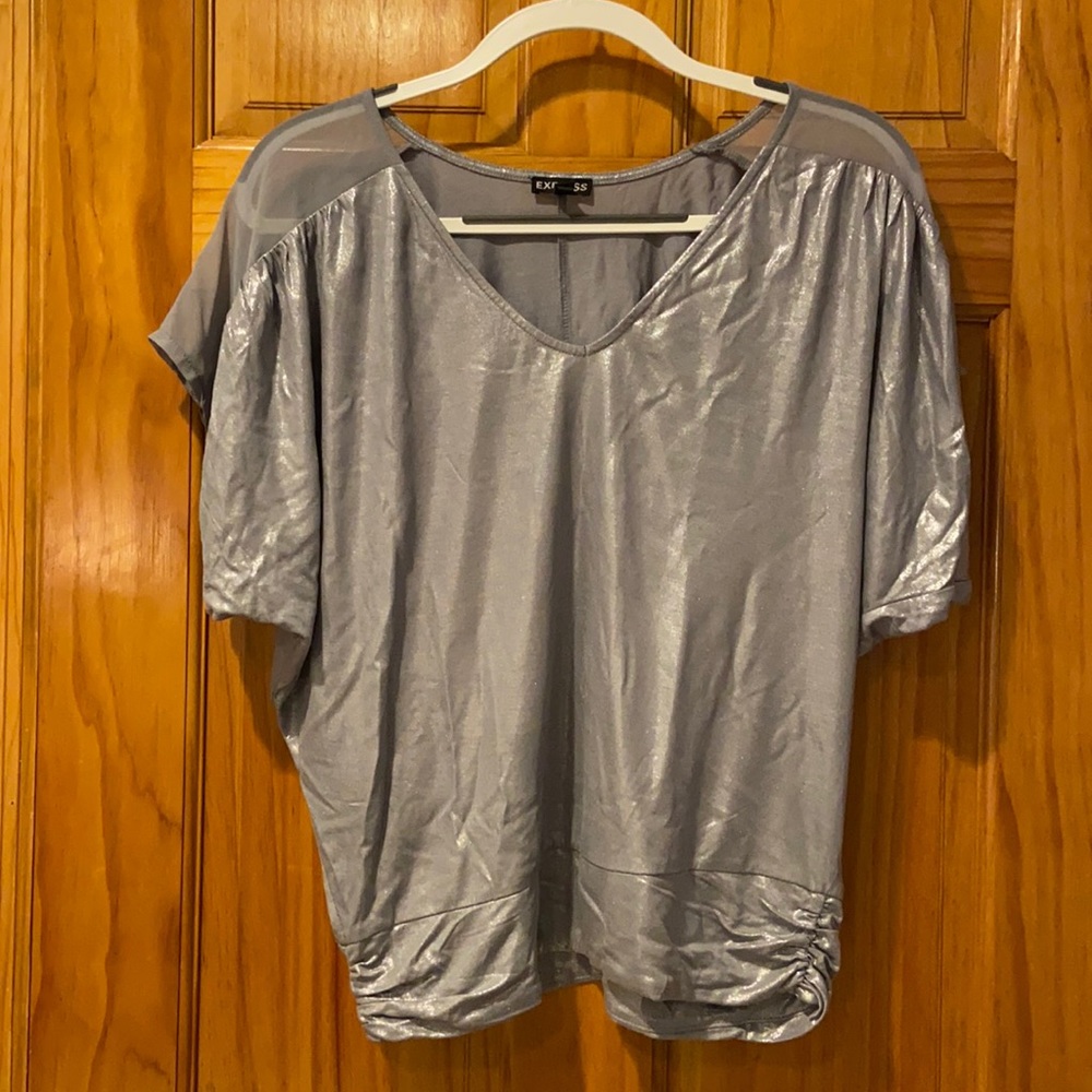 Express Silver Metallic Blouse - image 3